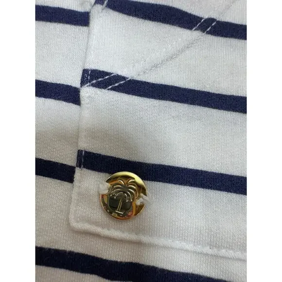 Lily Pulitzer Hillary Popover Bright White Navy Blue Dress UPF 50+ Stretch Sz L - Picture 6 of 8